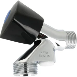 Bonfix Wasmachinekraan 1/2"bt. zwarte knop belucht met keerklep