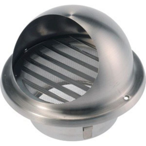 DEC Bolrooster RVS D579 met schoepen + insectengaas (maas 2mm) ø125mm