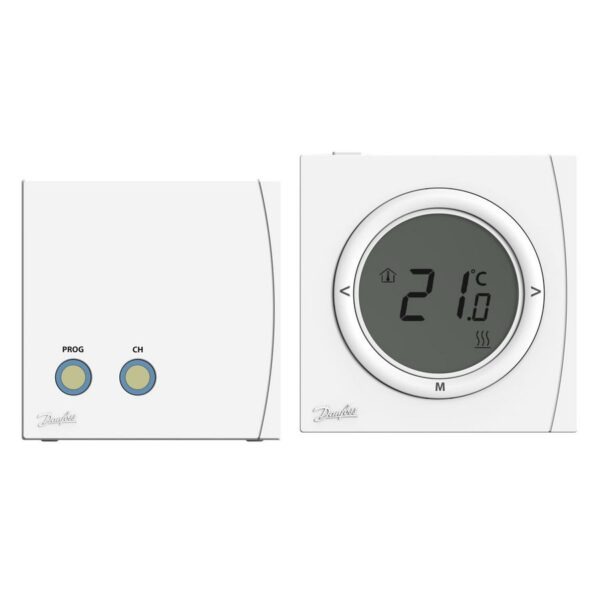 Danfoss Ruimtethermostaat RET2001RF digitaal batterijgevoed draadloos incl. RX1-S aan/uit V2 ontvanger (230V)