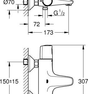 grohe essentials handgreep 2-gats 600mm grohe