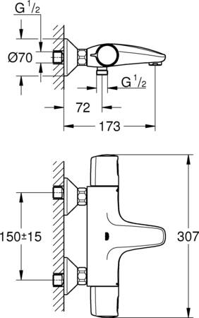 grohe essentials handgreep 2-gats 600mm grohe