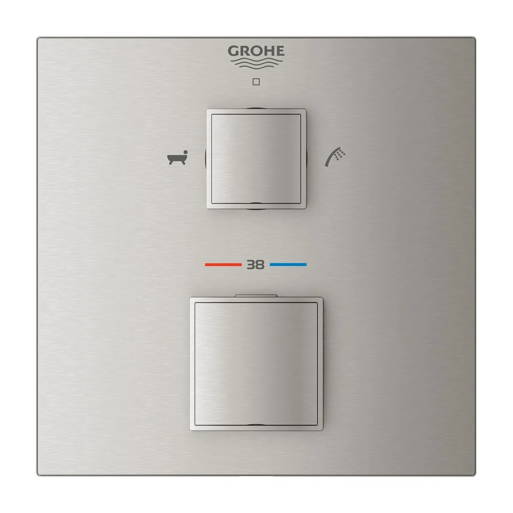 Grohe Grohtherm Thermostatisch afbouwdeel Cube Tweegreeps supersteel
