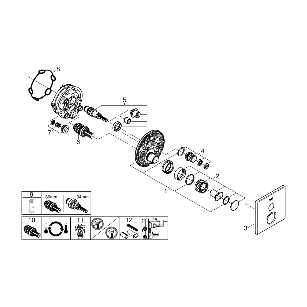 Grohe Grohtherm Thermostatisch afbouwdeel SmartControl Tweegreeps geborsteld