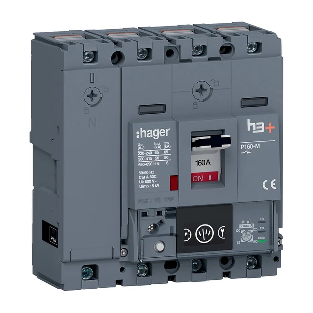 Hager Vermogensautomaat H3+, P160 vermogensschakelaar 4-polig 160 A