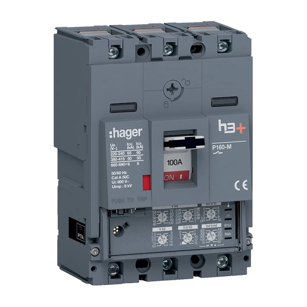 Hager Vermogensautomaat H3+, P160 vermogensschakelaar 3-polig 100 A