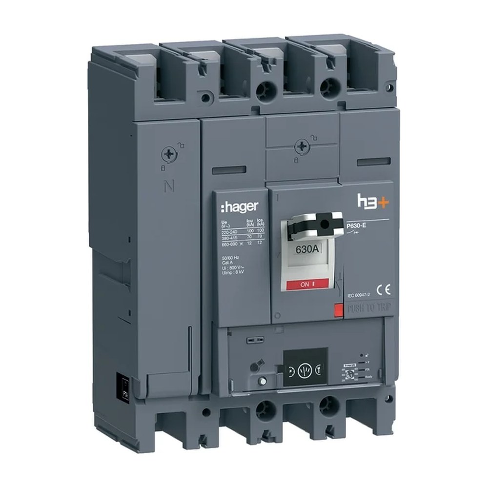 Hager Vermogensautomaat H3+, P630 vermogensschakelaar 4-polig 630 A