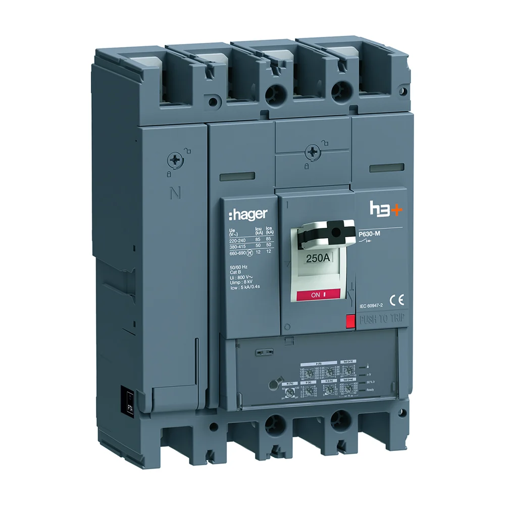 Hager Vermogensautomaat H3+, P630 vermogensschakelaar 4-polig 250 A